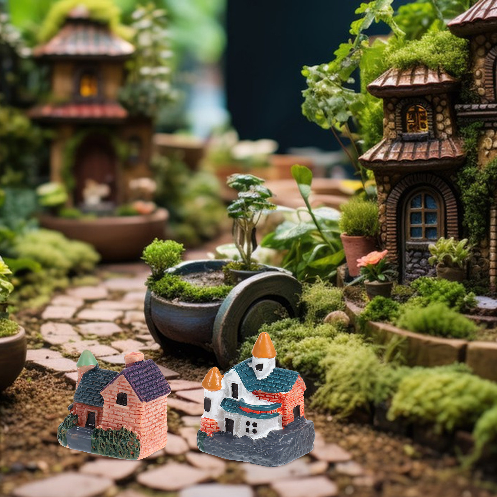 Bonsai Garden House - 6Pcs Miniature Thatched Hut Decor Resin