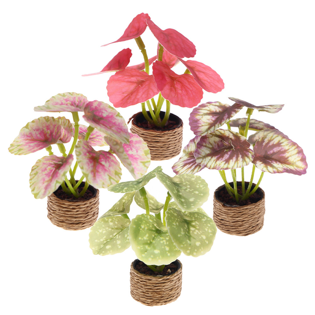 Bonsai Garden House - 4Pcs Miniature Artificial Bonsai Plants Tiny