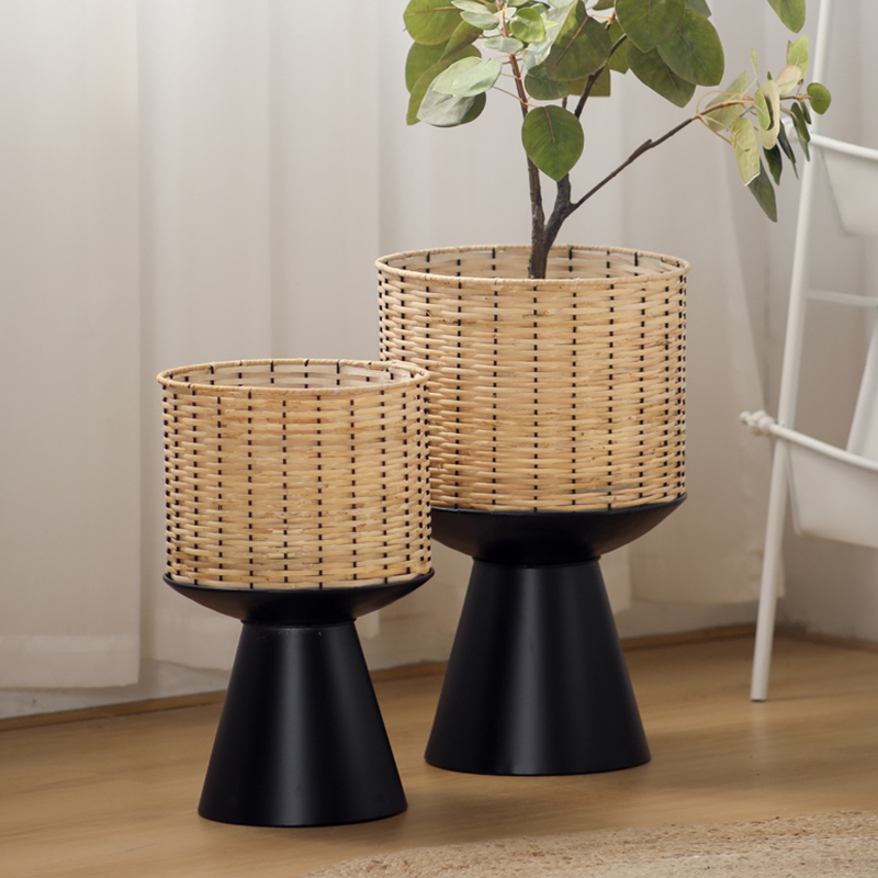 Rattan Weave Flower Pot Modern - Bonsai Garden Display Stands recension och pris