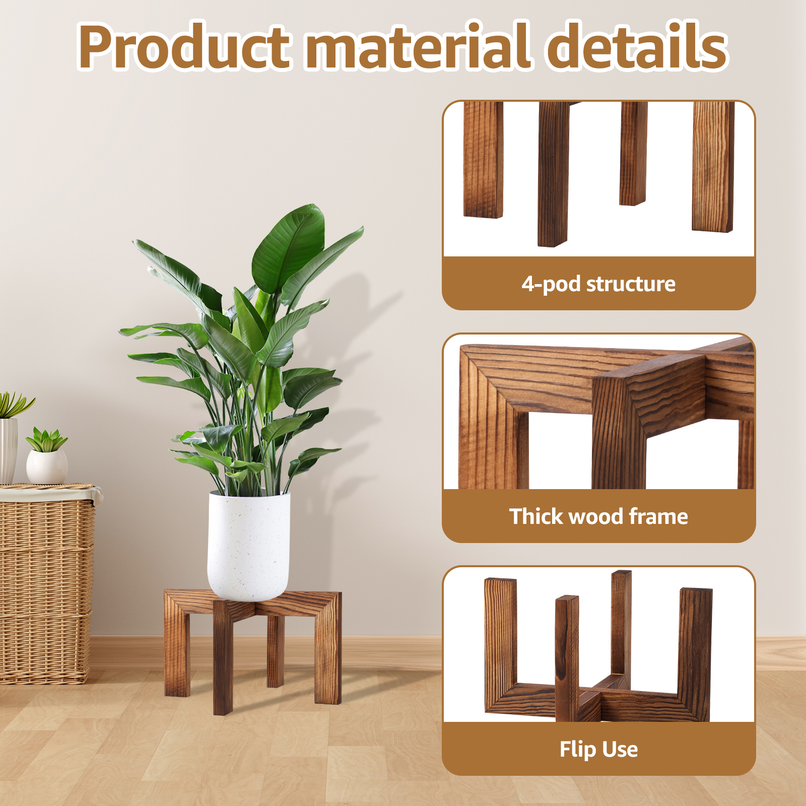 Wood Flowerpot Holder Indoor F - Bonsai Garden Display Stands recension och pris