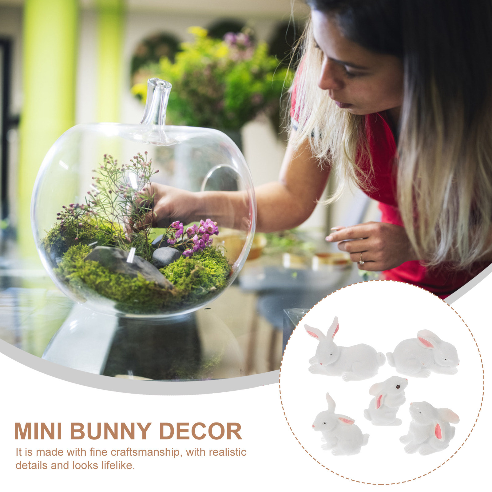 12Pcs Mini Resin Bunny Decor L - Bonsai Garden Plants recension och pris